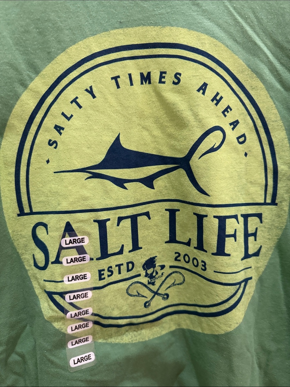 Salt Life Green Long Sleeve Pocket Tee with Yellow Chest Logo - Picture 5 of 5